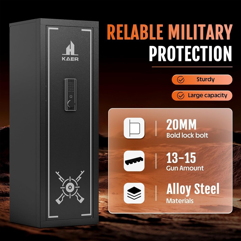 Biometric Gun Safe for Rifles and Pistols - Adjustable Multi-Function Cabinet