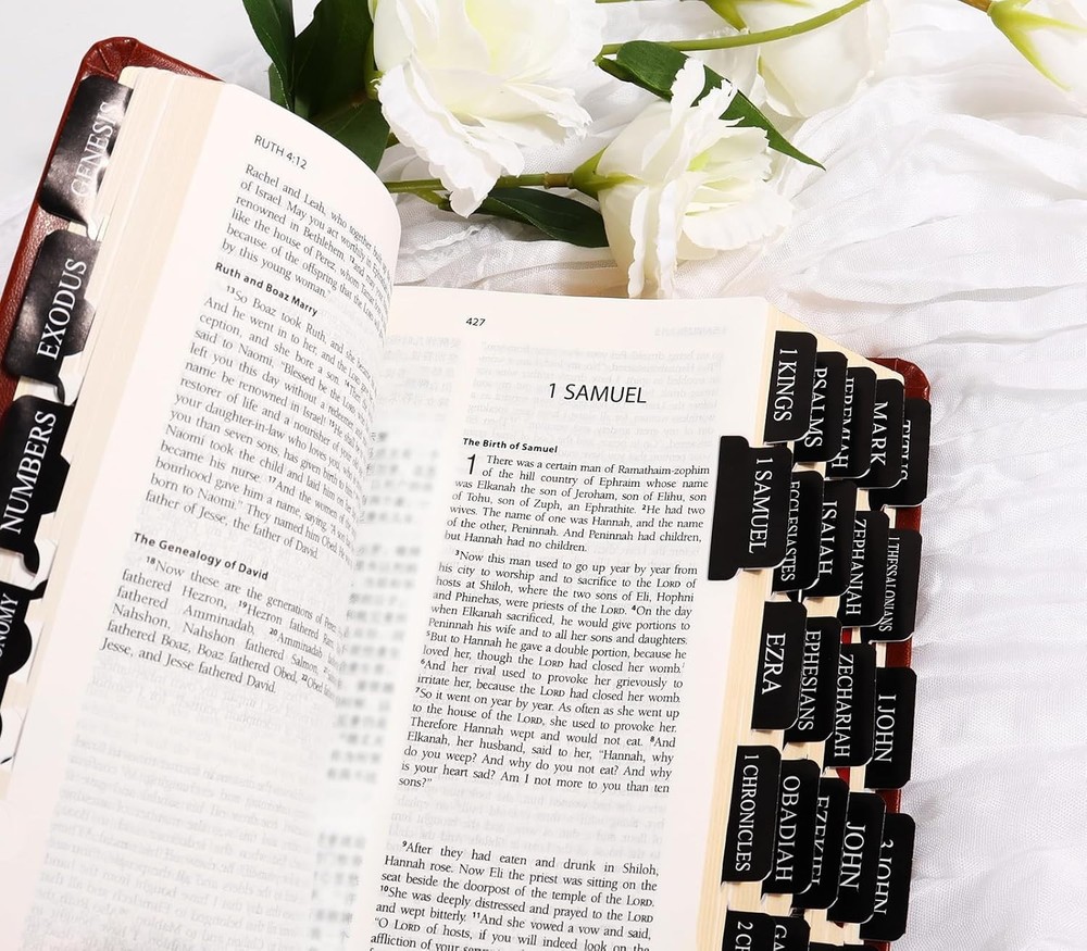Black Bible Tabs for Men Paper Index Tabs for Scripture Study & Chapter