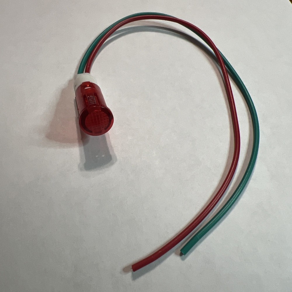12 volt AC/ DC Waterproof Low-Profile Red LED Indicator Light 3/8” Panel Hole