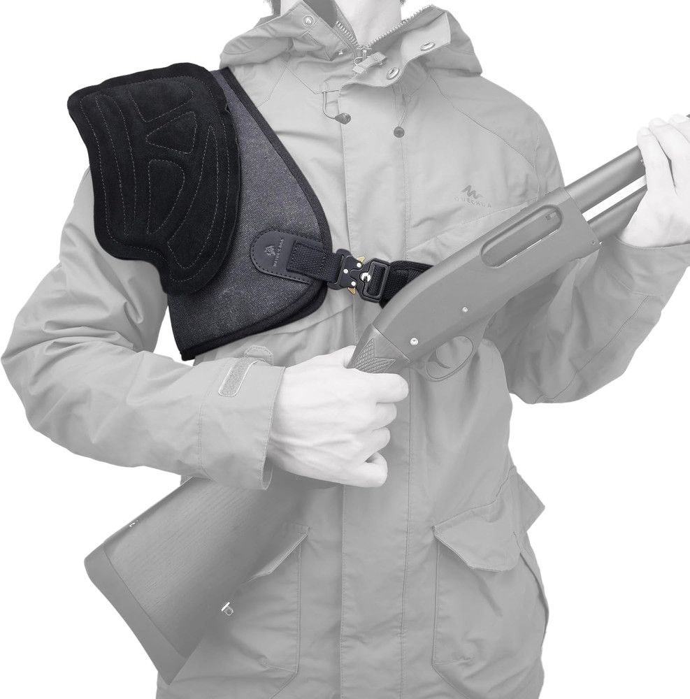Canvas Leather Shooting Recoil Shield Shoulder Protective Shooting Pad Adjustabl