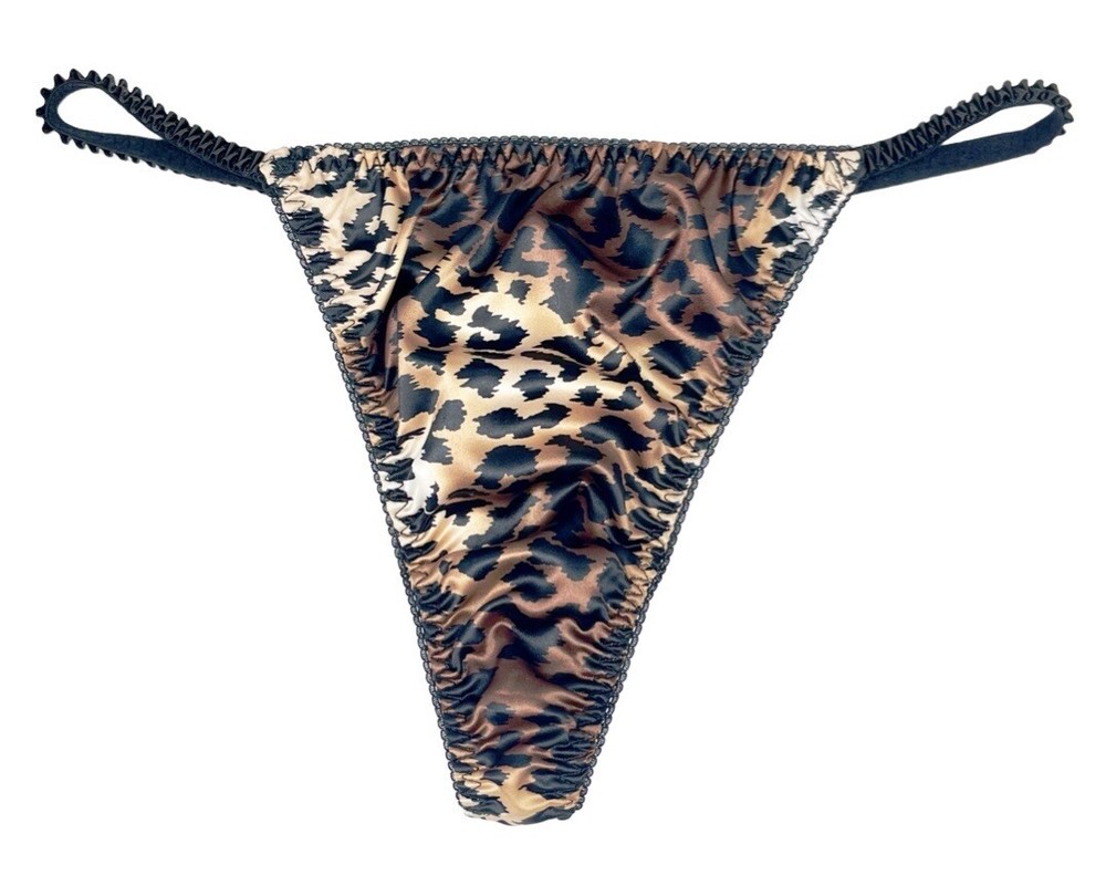 Satin String Thong Leopard Print 2XL