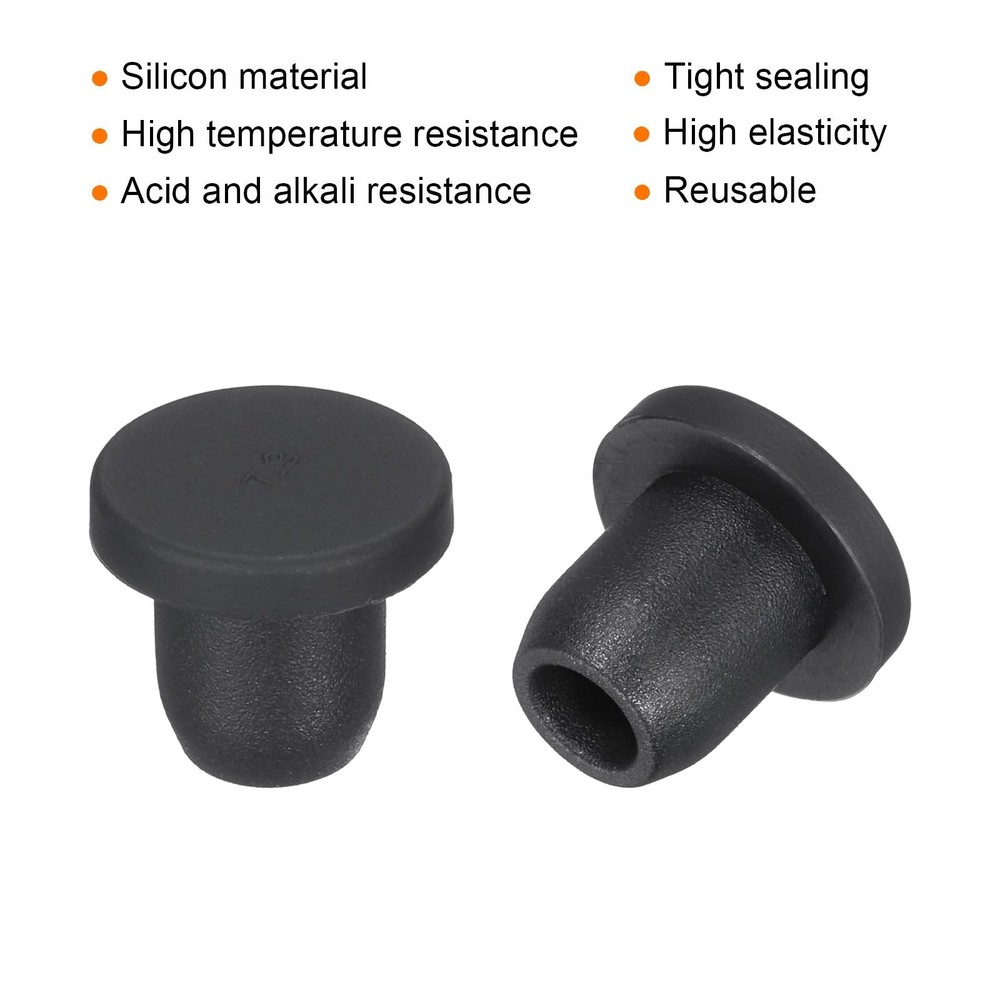 10 PCS 11mm Black T-Shaped Solid High Temp Silicone Plugs for Coating Plating