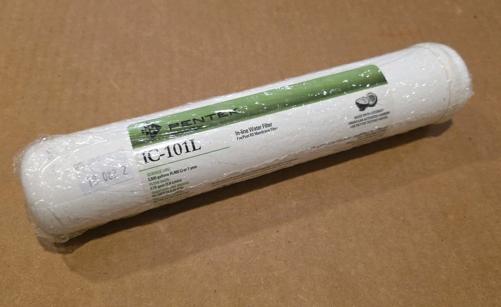 Pentek IC-101L Inline Coconut Carbon Water Filter 1/4 NPT - Pre/Post RO Membrane