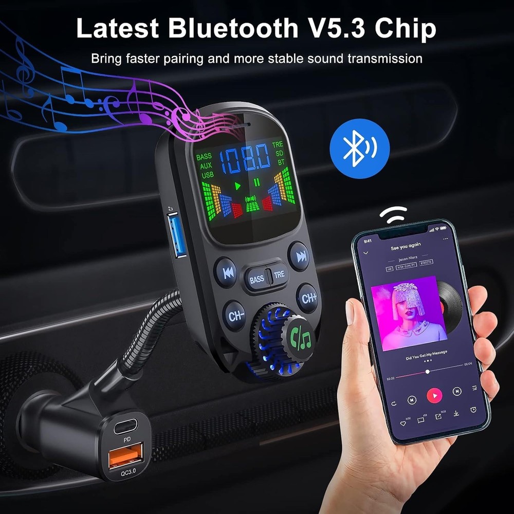 PD30W Fast Charge Bluetooth Car Adapter - Hands-Free Calling