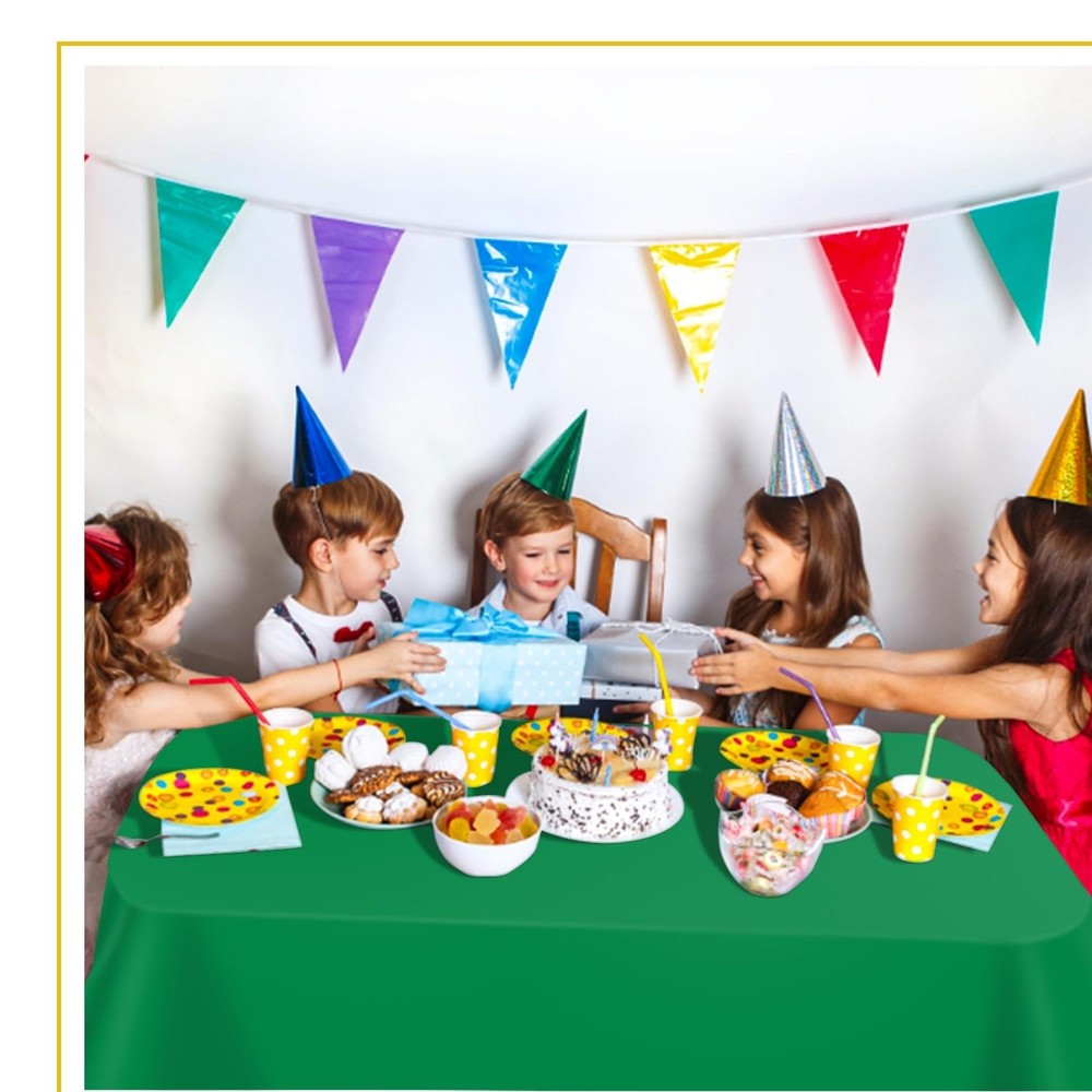 Green 6 Pack Plastic Table Cloth 54" x 108", Disposable Tablecloths Rectangle...
