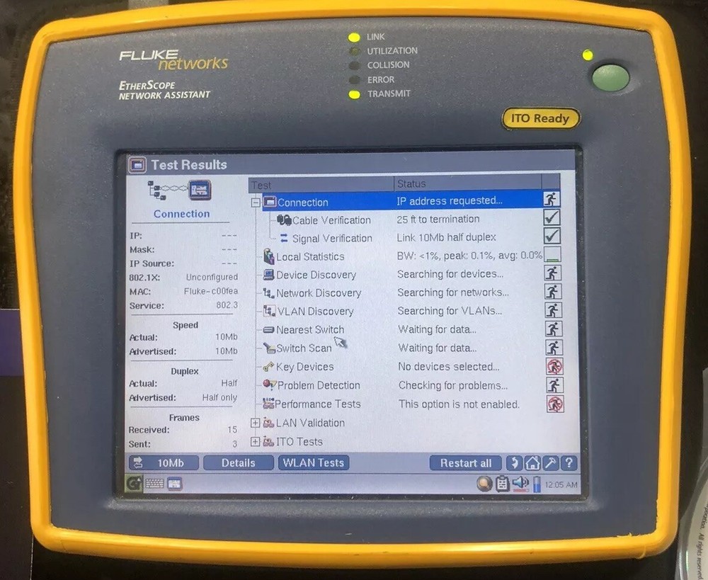 Fluke Networks EtherScope Series I Network Assistant w/ LAN WLAN & ITO Opts
