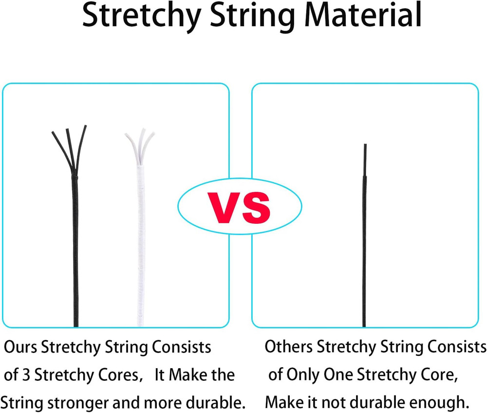 Durable Elastic String for Jewelry Making, 330ft, 1.0mm, Black & White