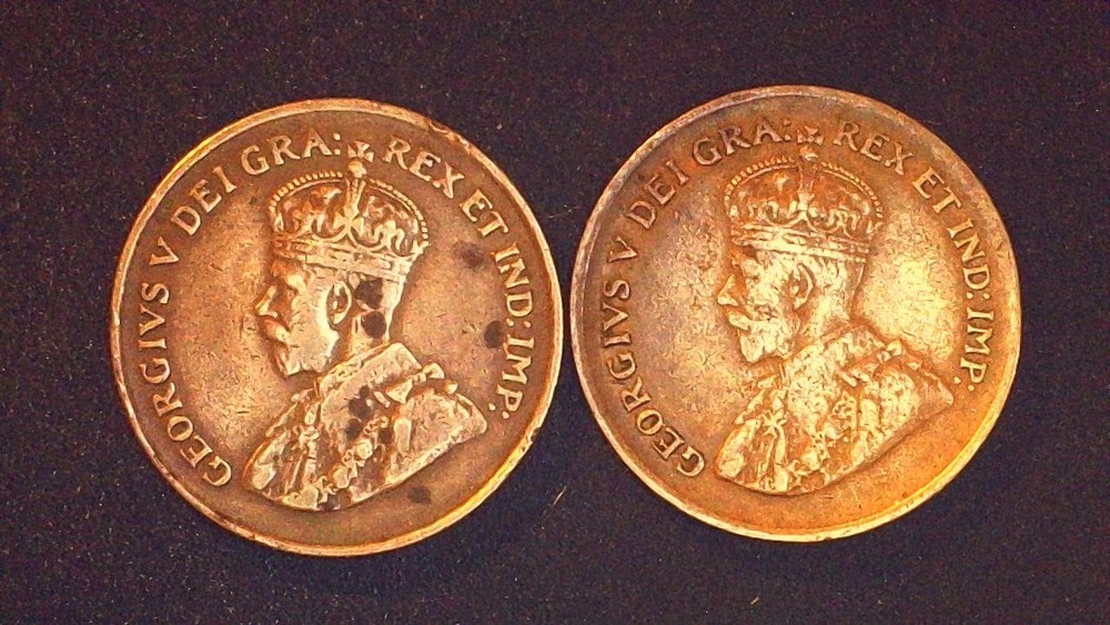 1920 & 1934 Canada 1 Cent Coins