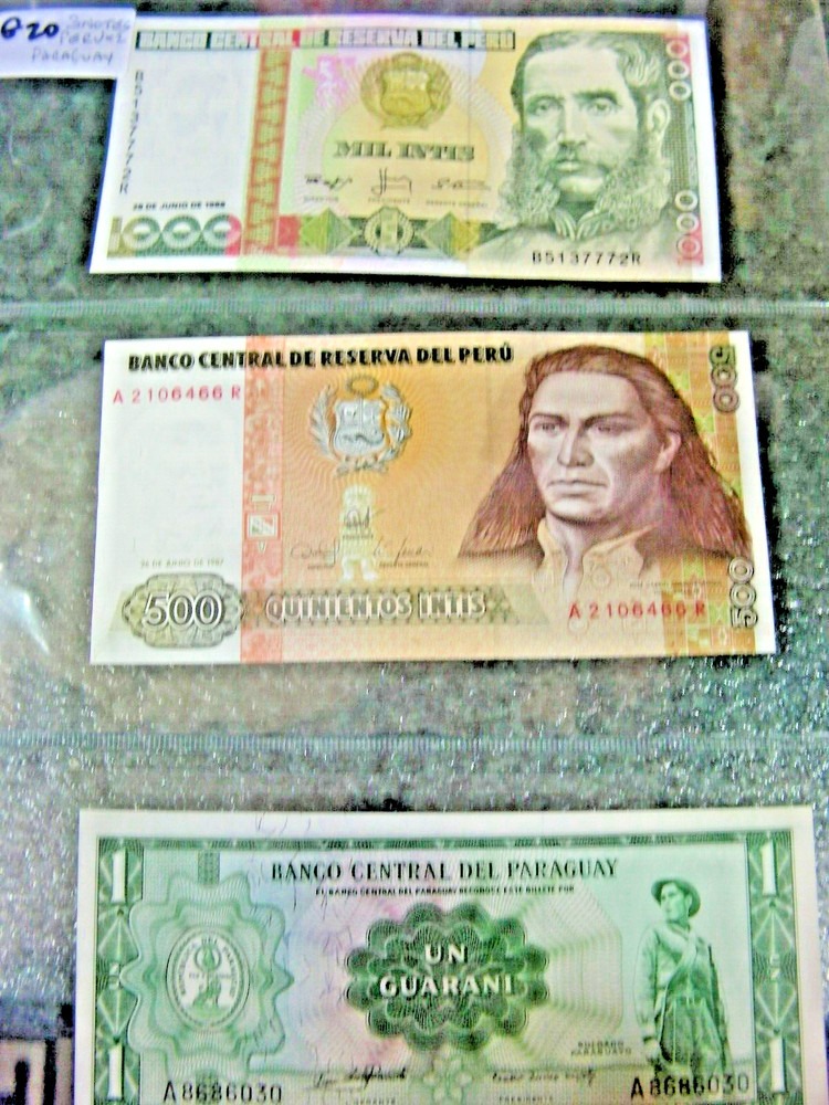 BANK NOTES WORLD     3  NOTES   G20  PERU,PARAGUAY