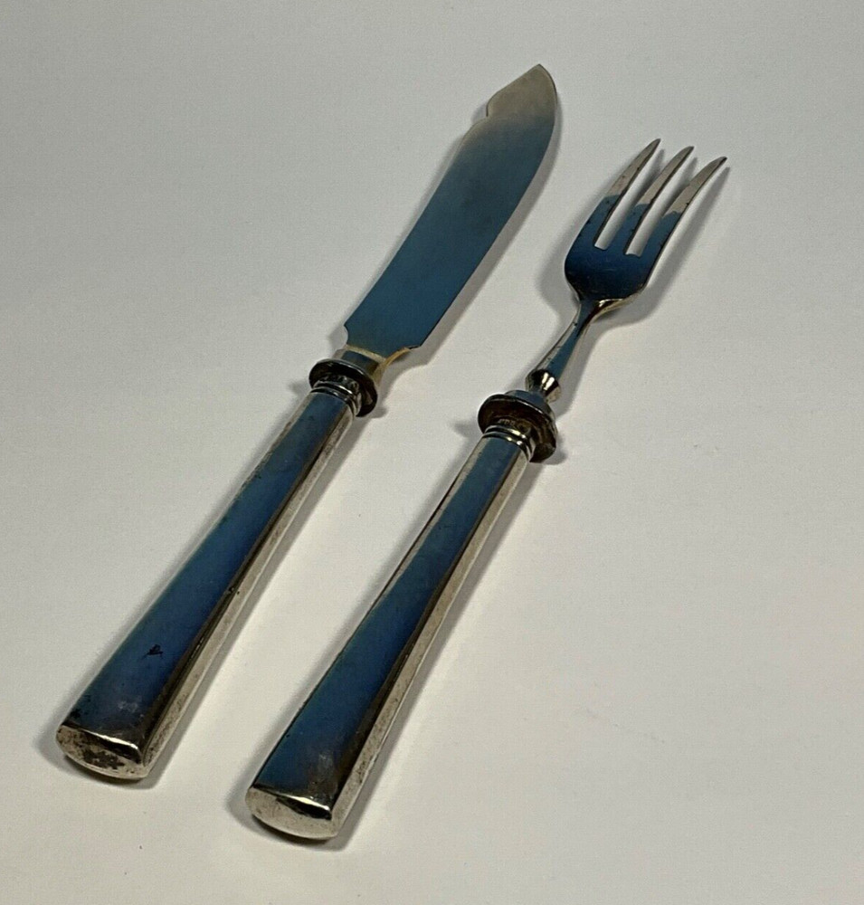 Antique German .800 Silver Appetizer /Seafood Fork & Knife ca. 1890