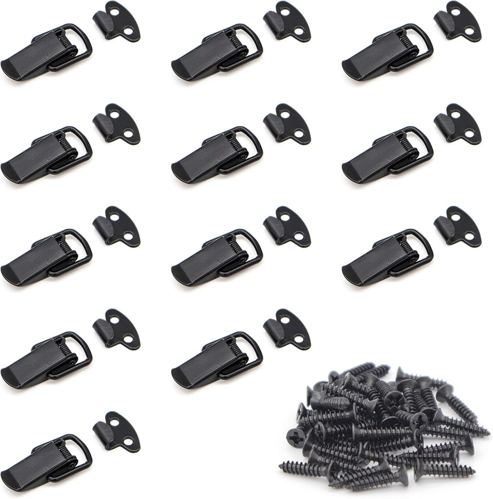 Stainless Steel Spring Toggle Lock Clasp Small 12 Set Black