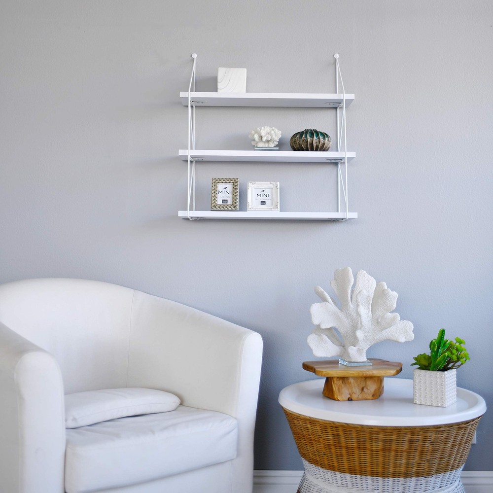 3-Tier Display Wall Shelf Storage Rack Holder, White