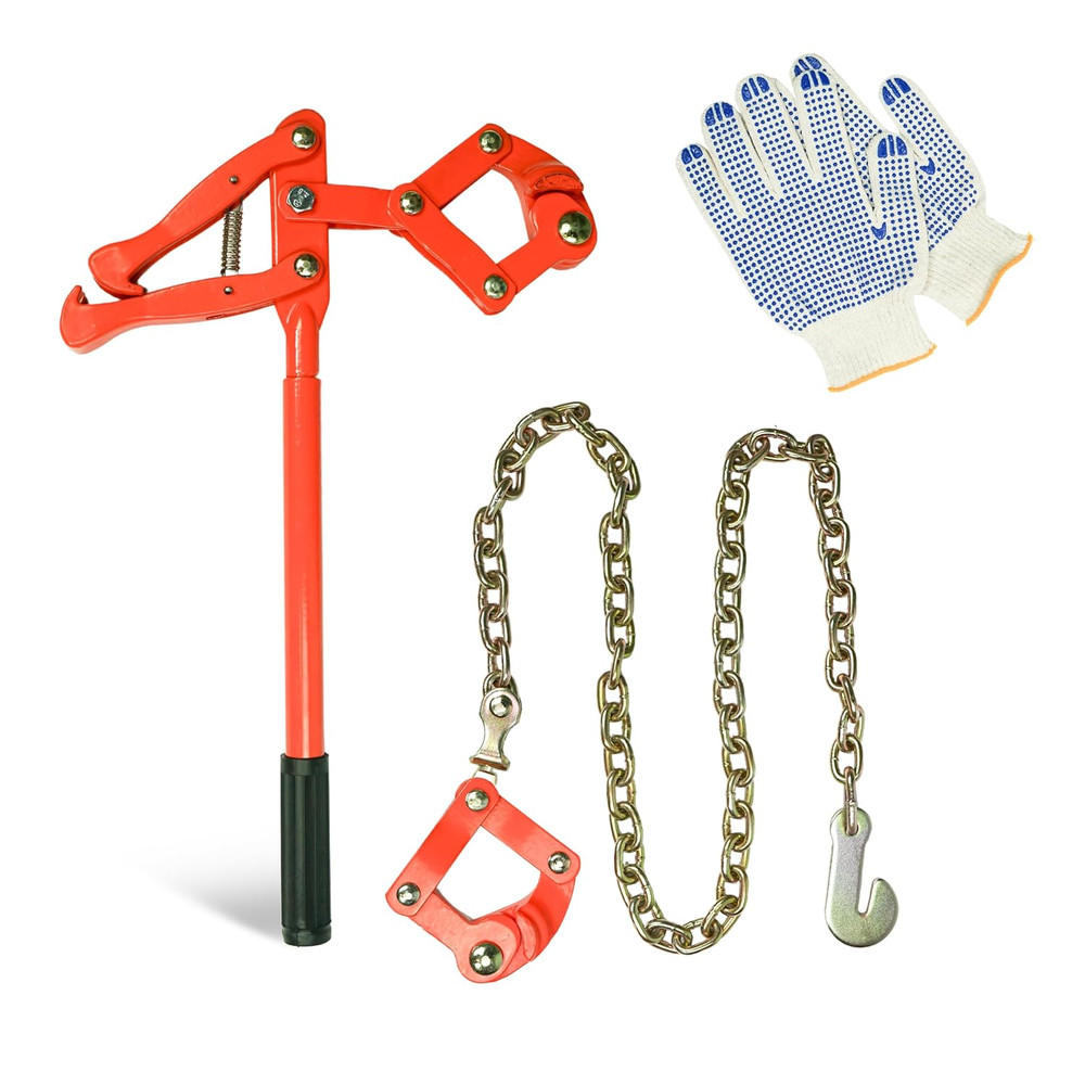 Fence Stretcher Tool with Gloves, Plain & Barbed Wire for Center & End Post Pull