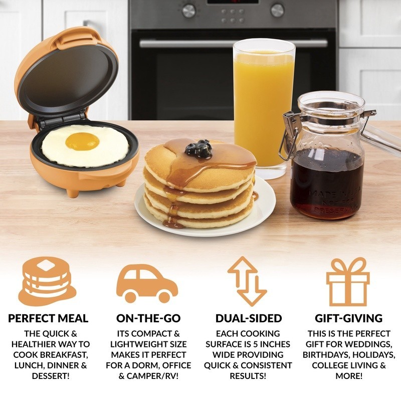 Mini Electric Griddle Kitchen Appliance Eggs Omelets Pancakes Quick Easy Compact