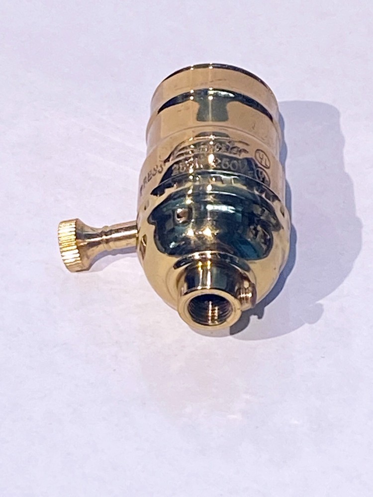 OLD STOCK INDUSTRIAL STYLE SOLID BRASS TURN KNOB 2 WAY MEDIUM BASE LAMP SOCKET