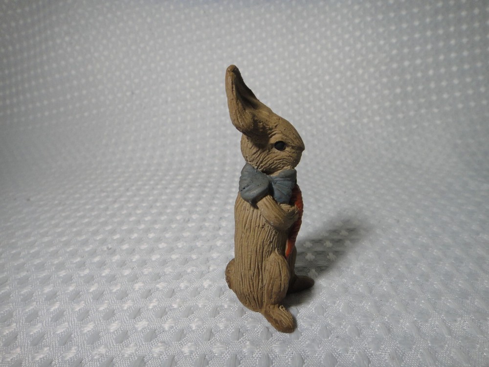 Small Easter Bunny Figurine With Carrot Ceramic Figure