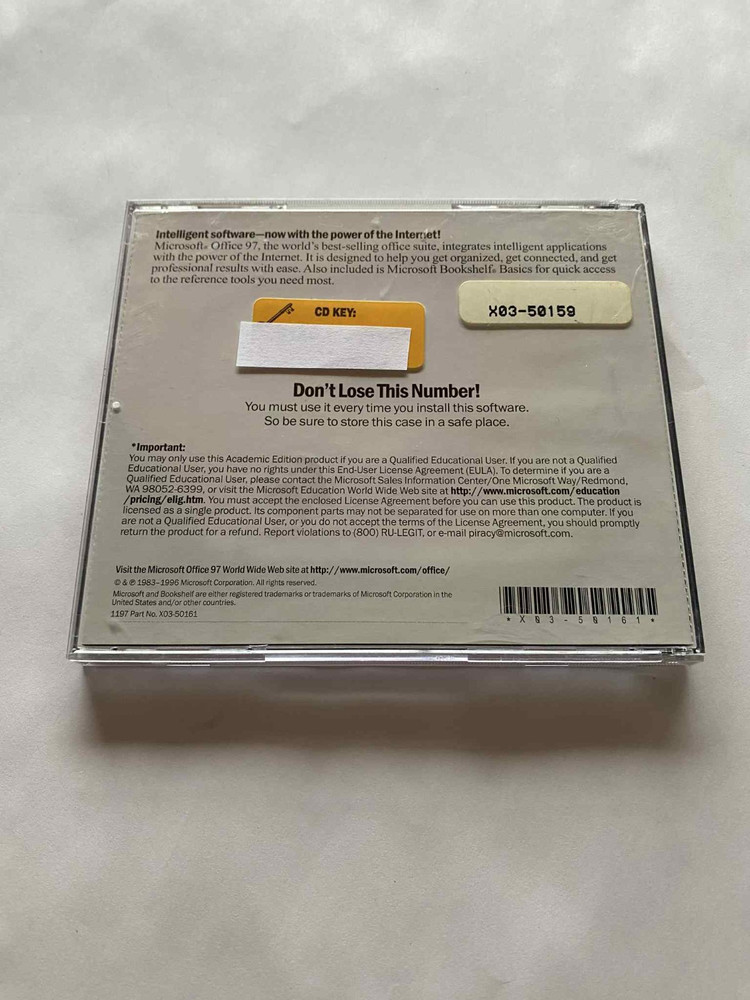 MICROSOFT OFFICE 97 Professional Edition (CD, 1997) with CD Key Code VERY GOOD
