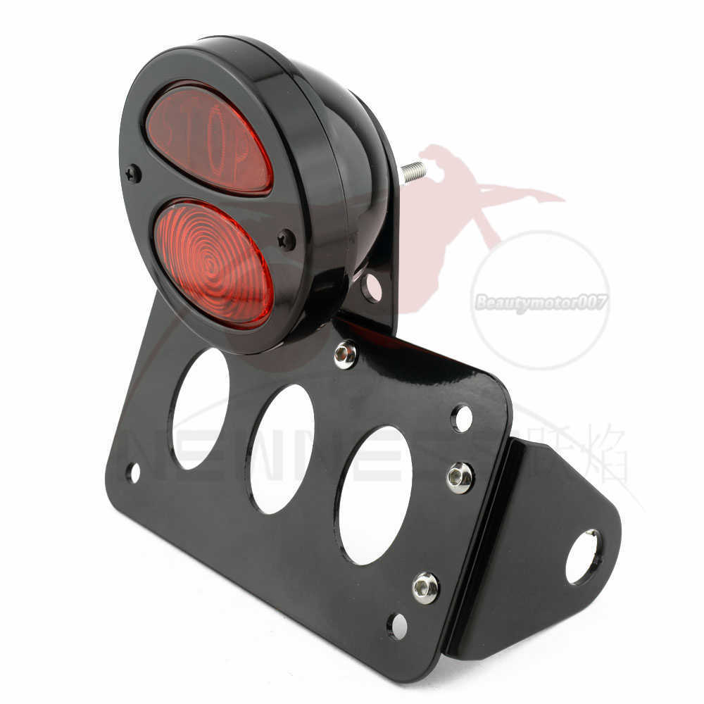 Motorcycle Stop Light Side Mount Bulb Tail Light w/ License Number Plate Bracket