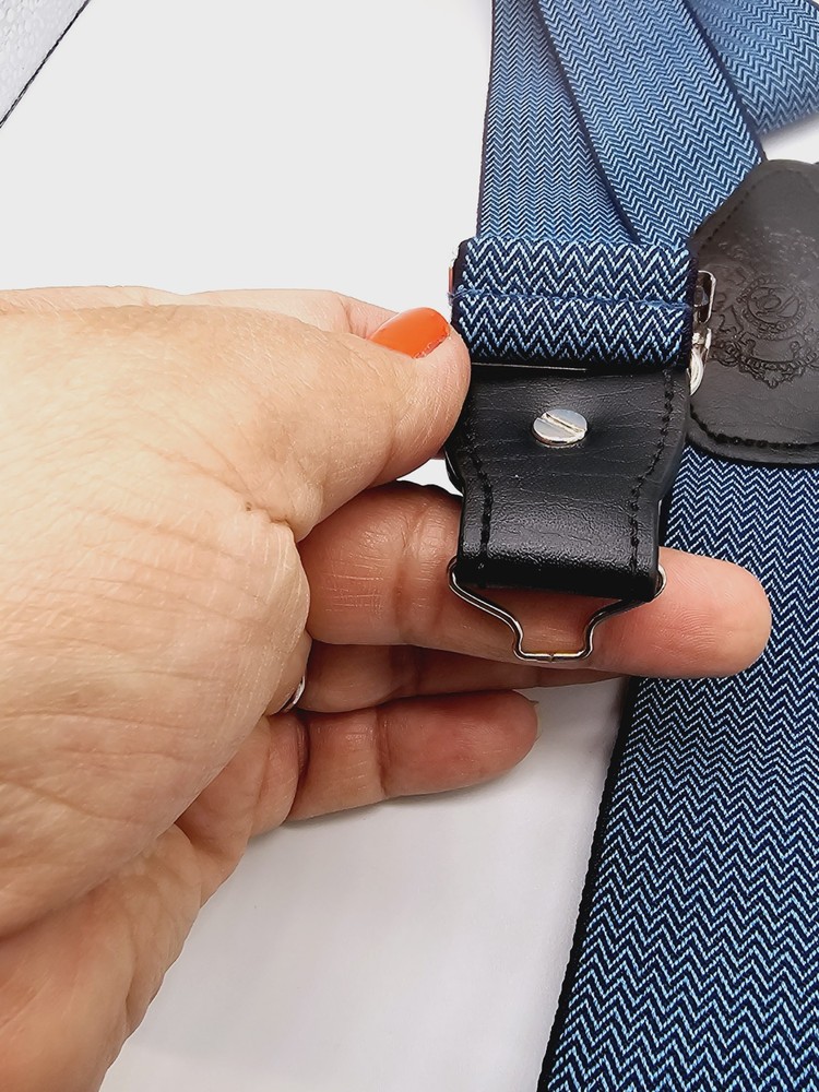 English Laundry Solid with Subtle Texture Stretch Suspenders. Teal & Black