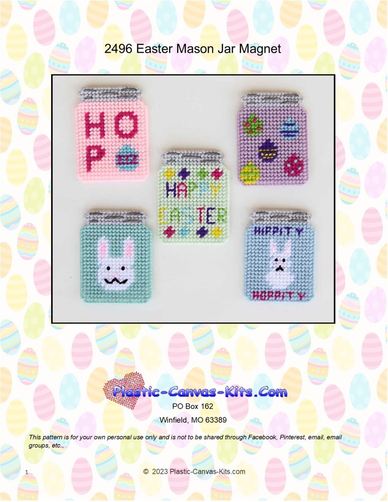 Easter Mason Jar Magnets-Plastic Canvas Pattern or Kit
