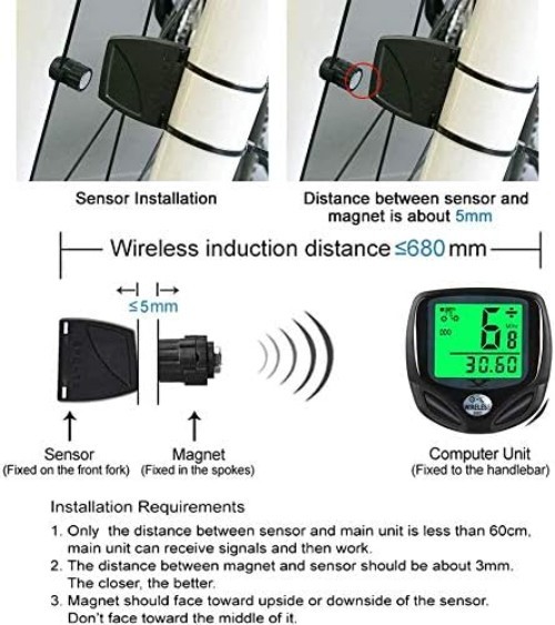 Durable Waterproof Bicycle Computer with LCD Display & Easy Installation - Black