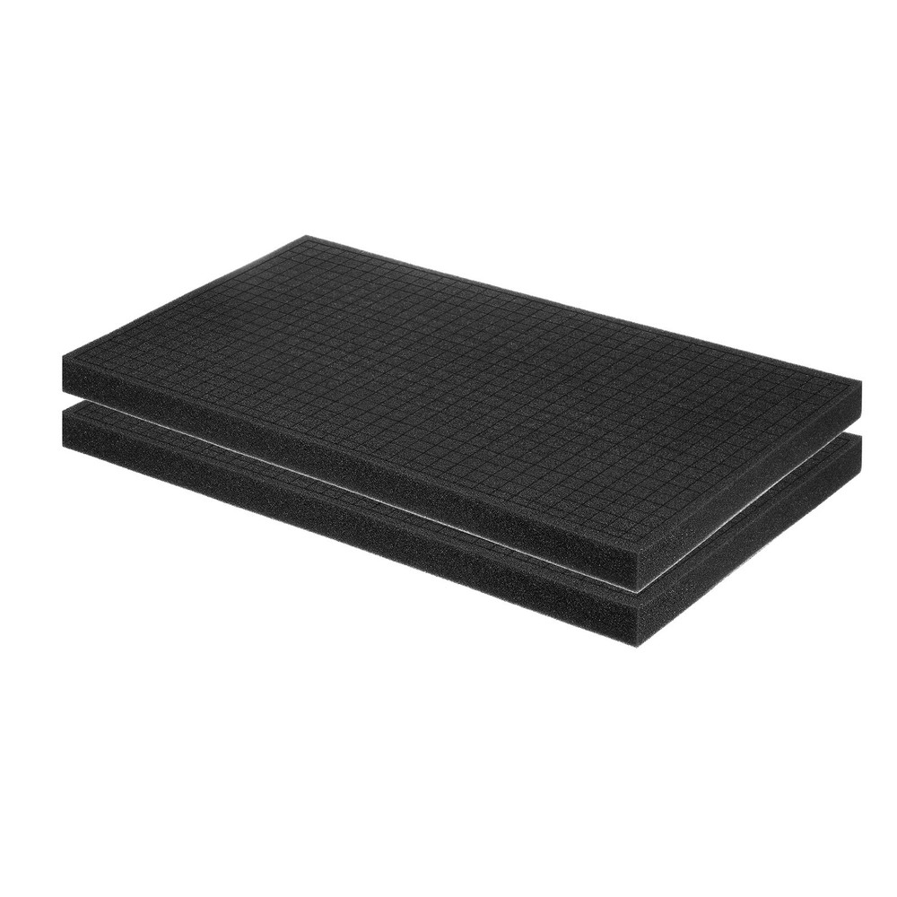 2 pcs Polyurethane Foam Inserts, 16"Lx8"Wx1"T Packing Sheets Pre Cut(Black)