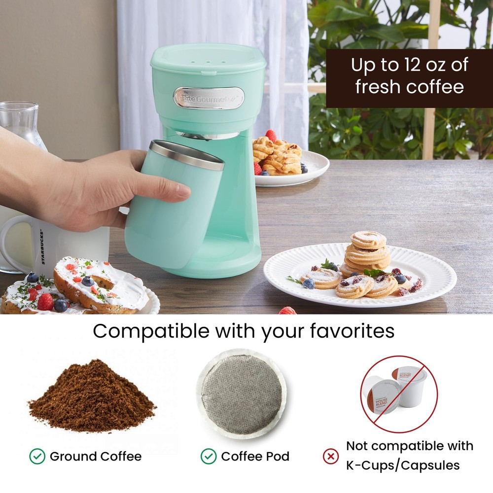 EHC242M Personal Single-Serve Compact Coffee Maker Brewer Includes 12oz. Dual...