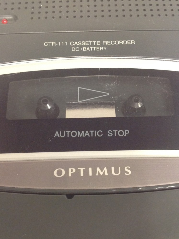 Vintage Optimus CTR-111 Cassette Player Recorder DC/Battery Powered, WORKING