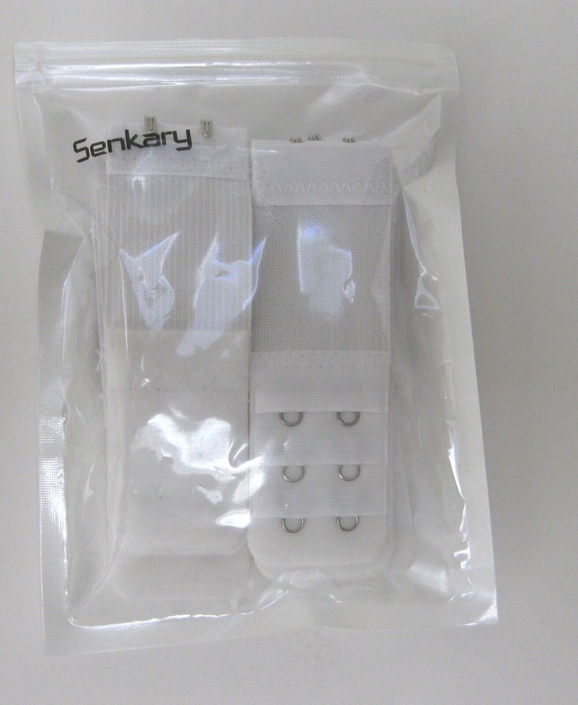 Senkary 8 Pieces Bra Extenders 2 Hook 3 Row Elastic White