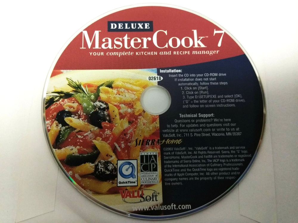 MasterCook Deluxe 7 BY THQ Valusoft CD-ROM Cooking Software 5000 Recipes