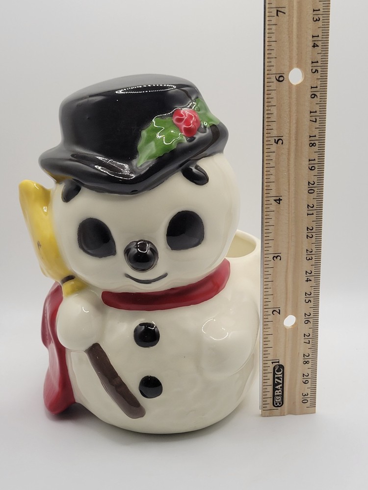 Christmas Snowman Ceramic Planter Holiday Decor