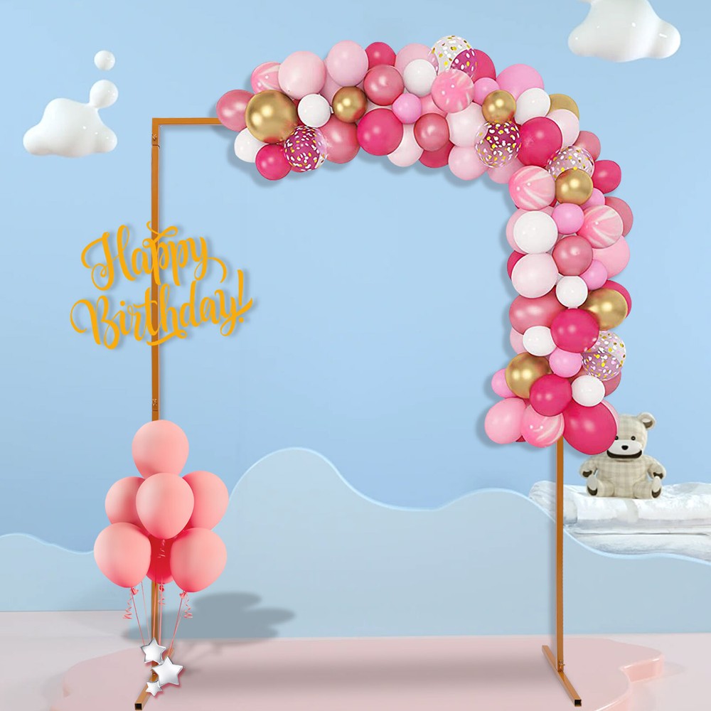 Wedding Arch Rack Rectangular Flower Decor Frame Stand Gold Metal Party Backdrop