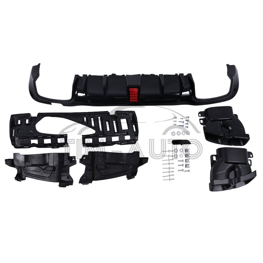Rear Diffuser W/LED+Exhaust Tips For 2016-2020 Benz W213 E300 E43 E63