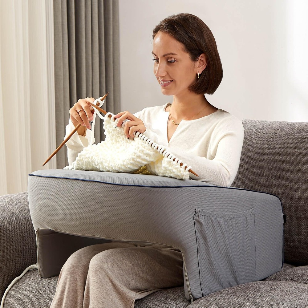 cooloo8 Reading Pillow with Armrests – Extra Large Memory Foam Large, Grey