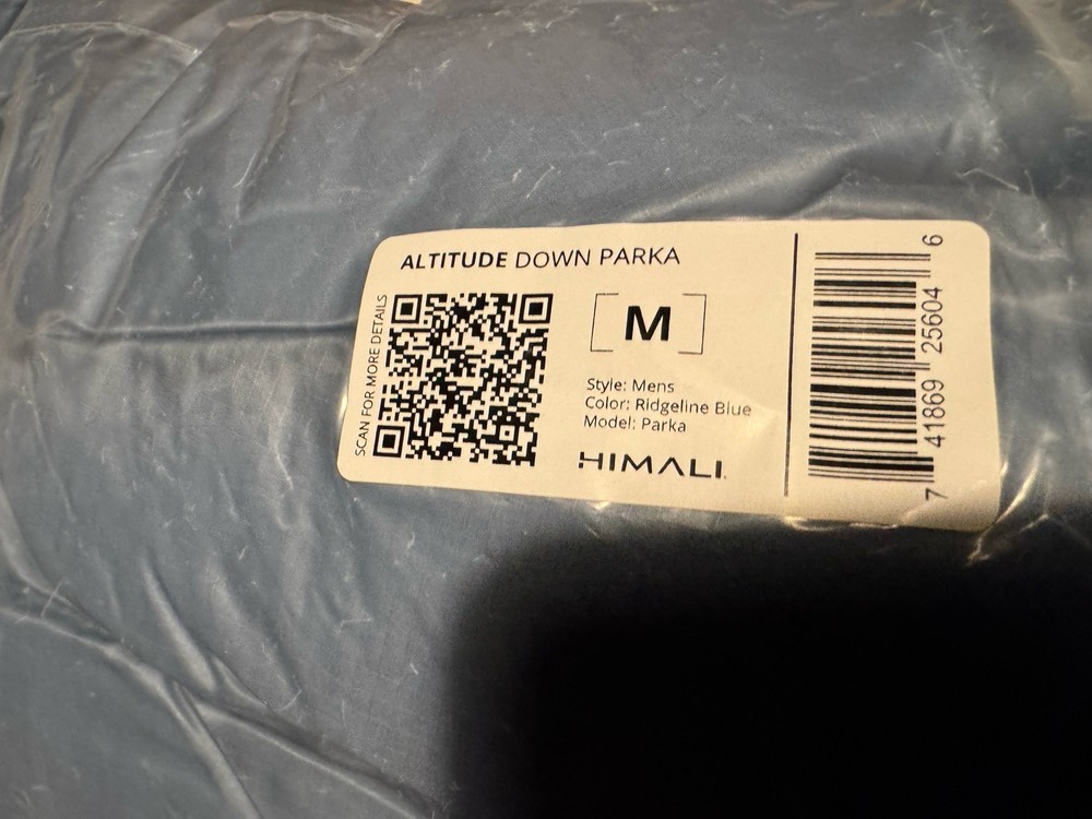 Himali Men’s Altitude Parka Size Medium Ridgeline Blue NWT!