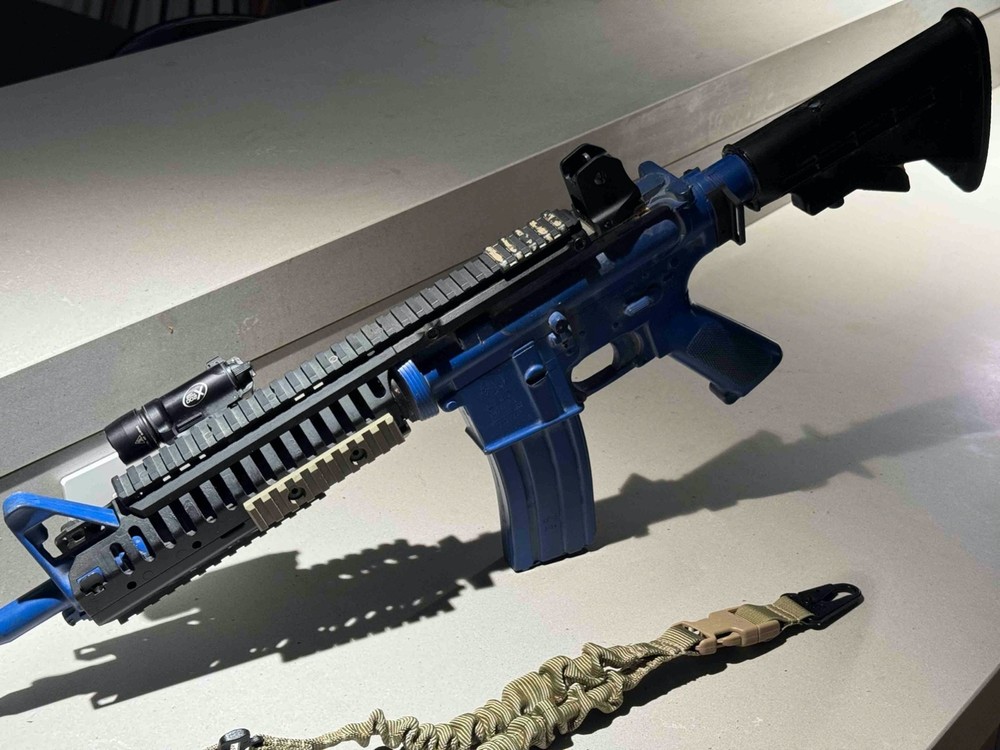 Ring's Blue Gun Training Replica Accessorized: VLTOR/Surefire/DanielDefense/GGG