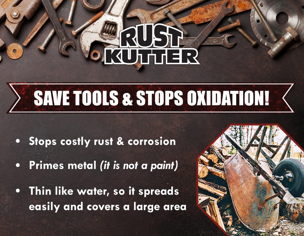 Rust Kutter - Stops Rust and Converts Rust Spots to Leave A Primed Surface Re...