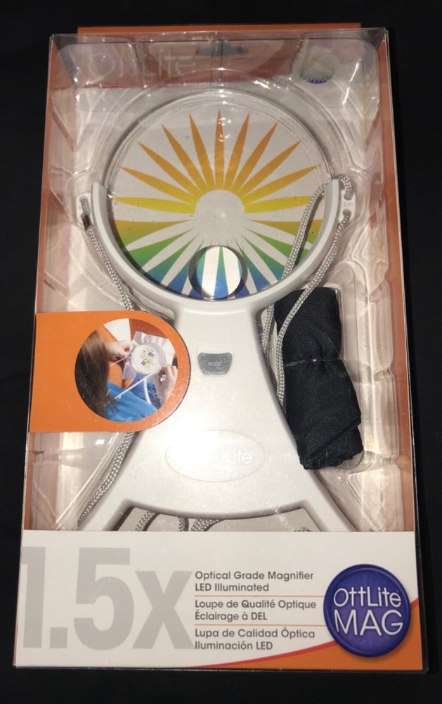 Ottlite 4-inch Hands-Free LED Magnifier - Adjustable Neck Cord, Needlework Light