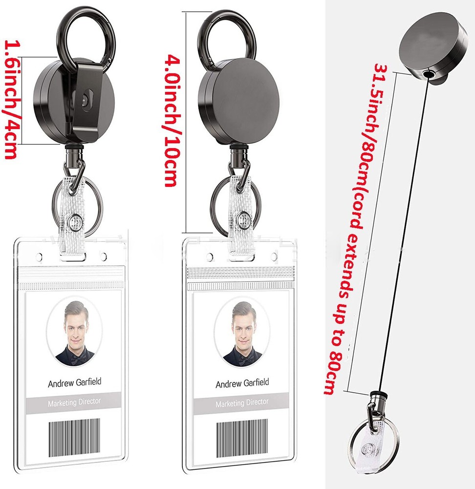 1Pcs Retractable Heavy Duty Pull Ring Key Chain Recoil Keyring Wire Rope Holder