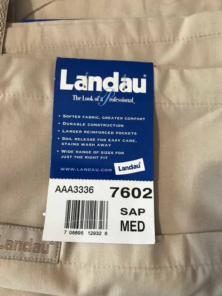 2-New Landau Unisex Scrub Bottoms Size Medium Tan Soft Tie String Durable