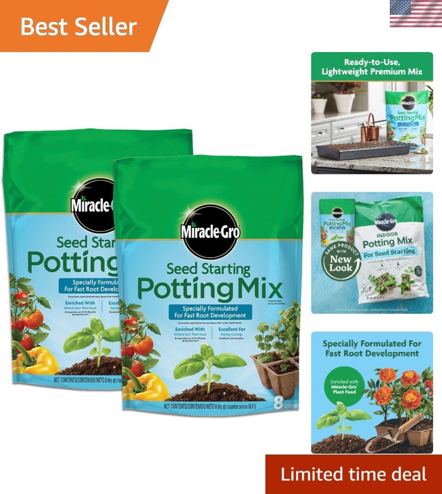 Seed Starting Potting Mix, 8 Qt (2-Pack) – Nutrient-Rich for Seeds