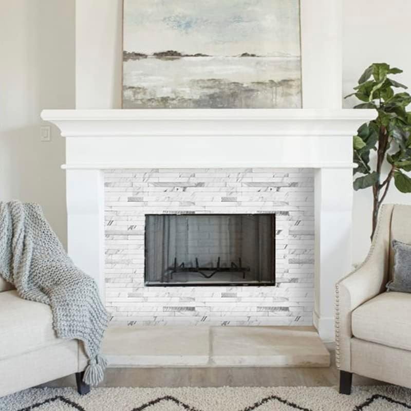 Heat Resistant PVC Backsplash Tiles, 40 Sheets with Textured Marble Surface