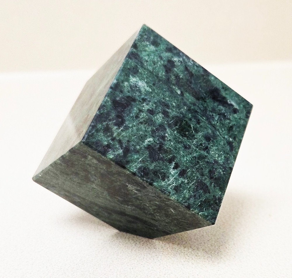 2-Inch Green Marble Diamond Cube - Glossy Polished - Truncated Corner
