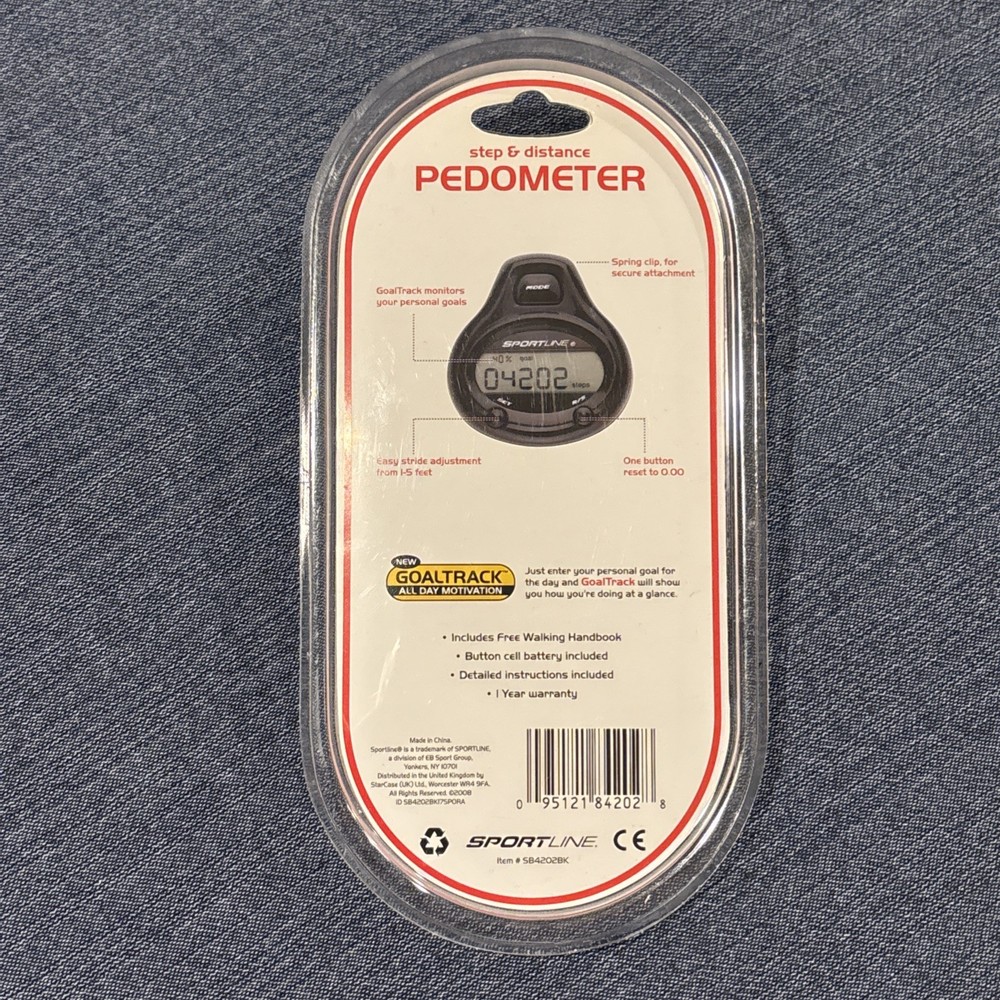 Sportline SB4202bk Black Handheld Dual Function Step Distance Digital Pedometer