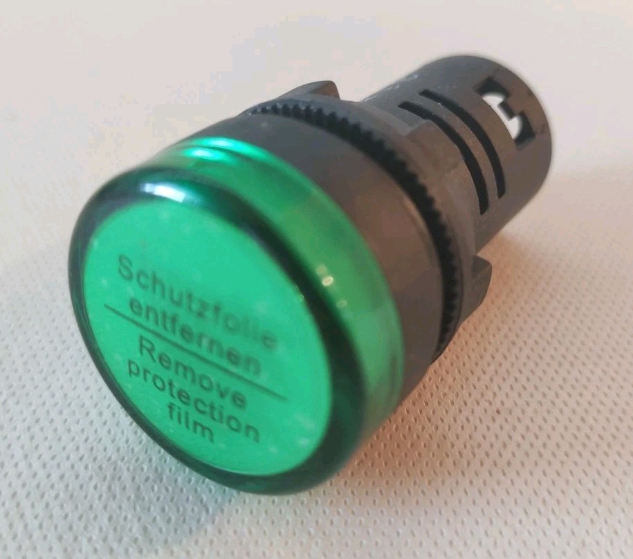 Green 22mm LED Pilot Light 110V. AC/DC