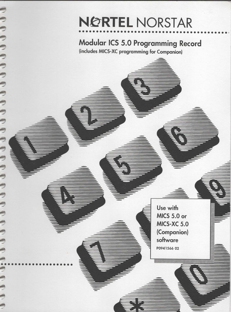 Norstar Modular ICS 5.0 Programming Manual Includes Companion MICS-XC