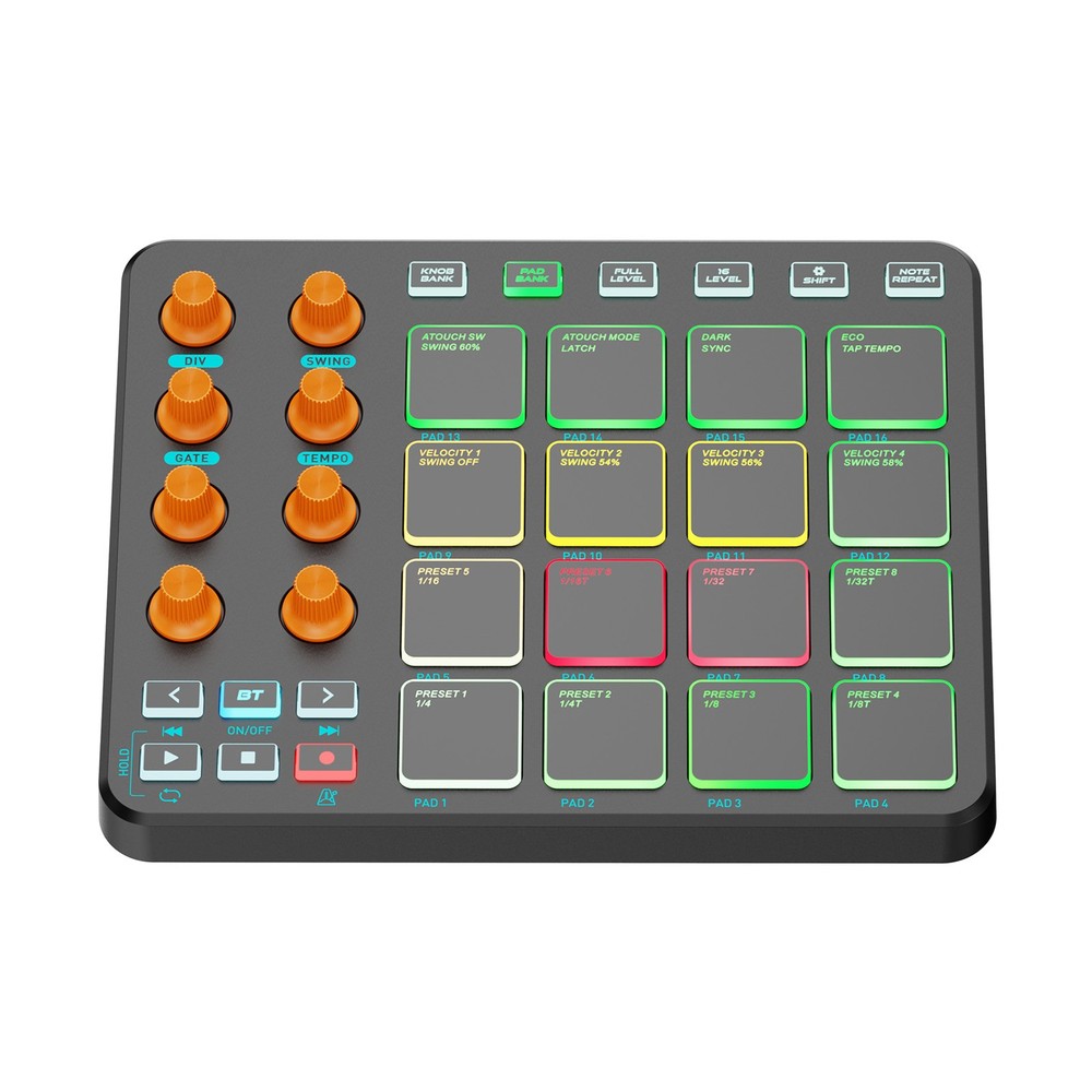 16 RGB Pads Wireless MIDI Controller For Beginners SRMB