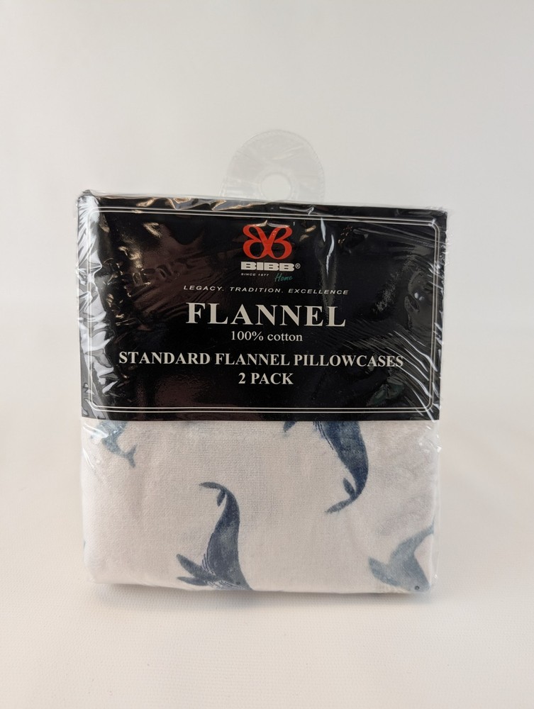 BIBB Pillowcases 2 Pack White Blue Whales New