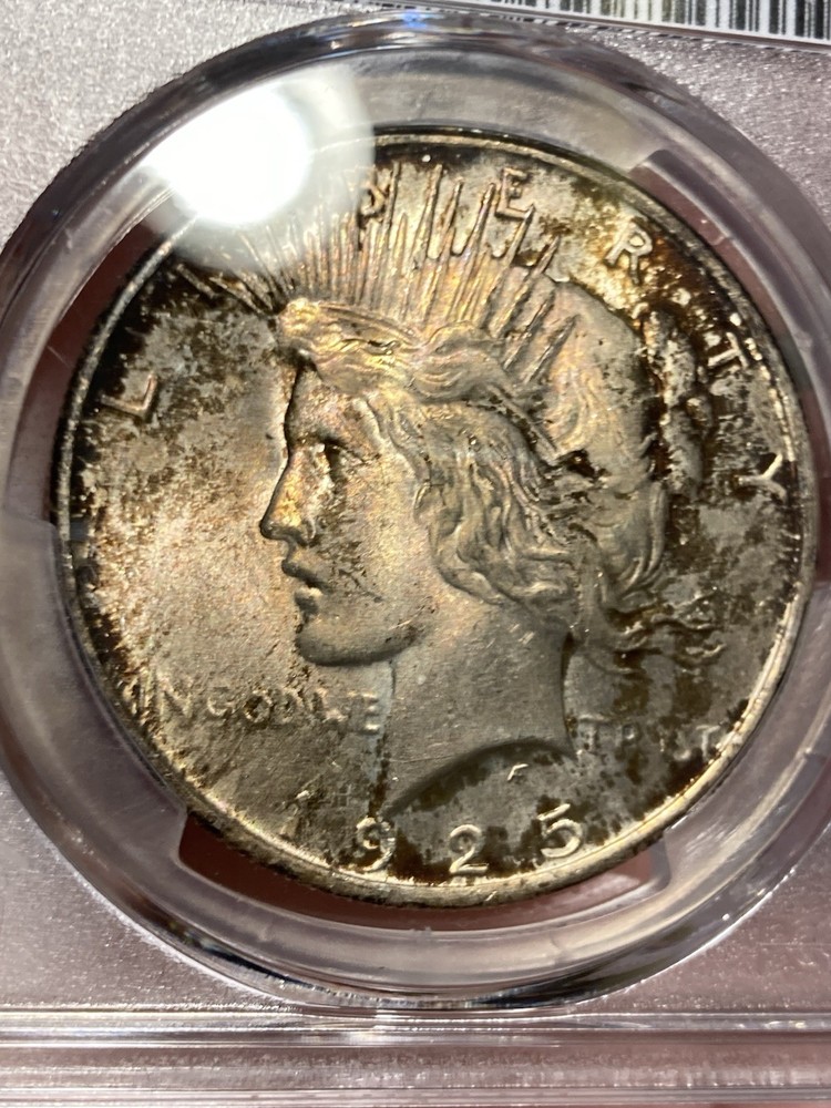 1925 PCGS MS64 Peace Silver Dollar - Toned - Crusty & Original!