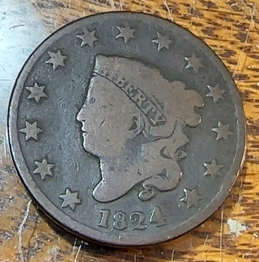 1824 Large Cent Nice Original Brown VG Choice Planchet CHRC